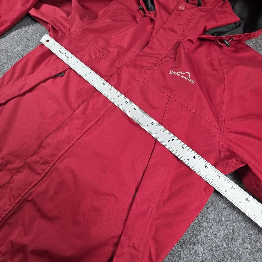 Eddie Bauer WeatherEdge Jacket Mens M Red Hooded Waterproof Shell Outdoor Hiking